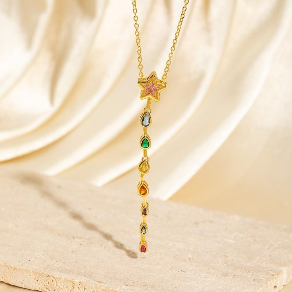 Retro Colorful Zircon Collarbone Chain Irregular Crystal Luxury Pendant Y-shaped Long Tassel Jewelry Accessories