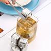 12Pcs 304Stainless Steel Ice Cube Set with Tongs Drinking Chilling Stone Metal Ice Chilling Ice Suitable for Cooling