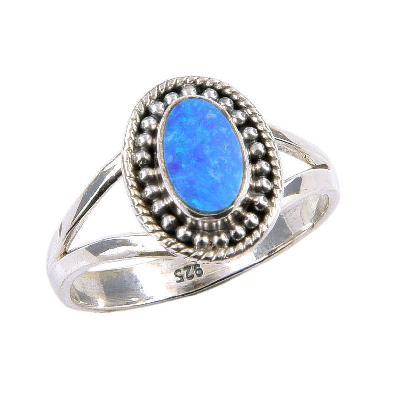 Pierre Précieuse Opale Australienne Naturelle Argent Sterling Massif 925 Bague Taille 7.5 U3N51