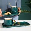 Set de ceașcă ceramică, set de farfurii, ceașcă de cafea verde Nordic, tavă dreptunghiulară, lingură mică, cutie cadou, casă, bar, decorare, ceașcă de ceai