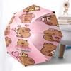 Capybara Themed Travel Umbrella-8 Ribs Automatic Opening and Closing, Portable Folding Design, Compact and Stylish Umbrella Suitable for Out