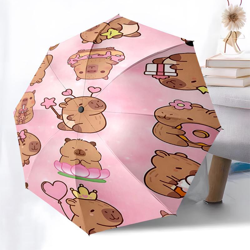 Capybara Themed Travel Umbrella-8 Ribs Automatic Opening and Closing, Portable Folding Design, Compact and Stylish Umbrella Suitable for Out