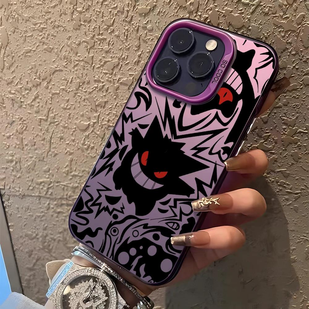 

Anime Gengar Phone Case for iPhone 16 15 14 Plus 13 12 11 Pro Max X Xs XR 8 7 Matte Colorful Silver Hard Cover For iPhone 16 ProMax