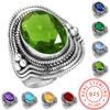 925 Sterling Silber Ring Damen Handgefertigter Schmuck Muttertagsgeschenk Amethyst Saphir Topas Citrin Smaragd Granat Iolith Peridot Rubin Geburtsstein