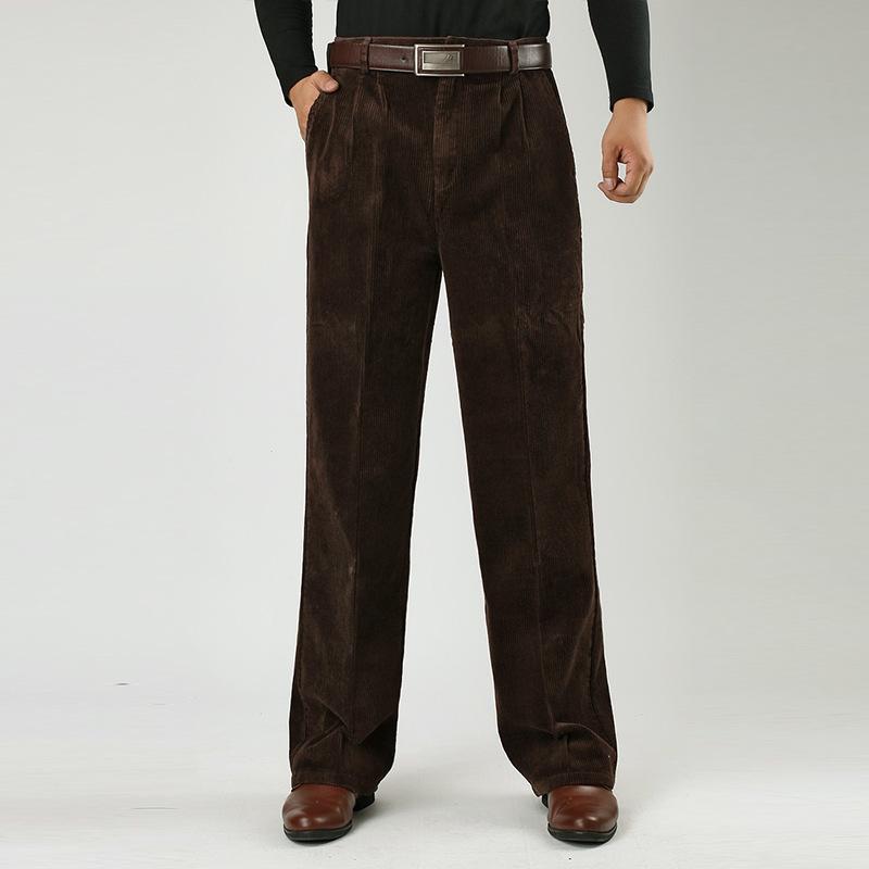 Men's Thick Corduroy Casual Pants Men's Corduroy High Waist Loose Thick Trousers
