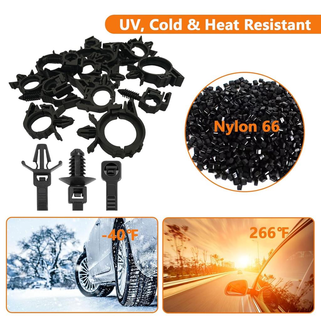180Pcs Wire Loom Clips For Car Push Mount Zip Ties Assorted Sizes Automotive Fuel Line Cable Ties 6 Inch Wire Holder For Car Zip Ties Anchors Screw