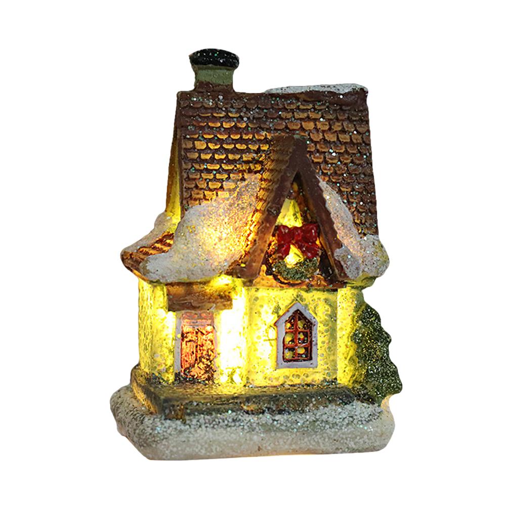 LED Christmas Resin Light House Christmas Decorations Resin Christmas Scene Village House Town for