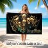 Skull Gothic Theme Beach Towel Personalized Custom Name & Text Soft Quick Dry Beach Towel for Swimming Travel