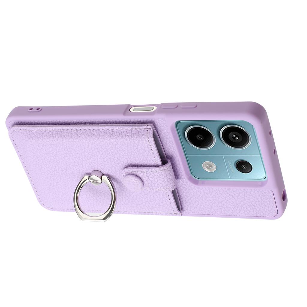 Für Xiaomi Redmi Note 13 5G Hülle Zeichnungstyp Kartenfächer Litschi-Textur Leder Rückseite mit Ring-Aufsteller