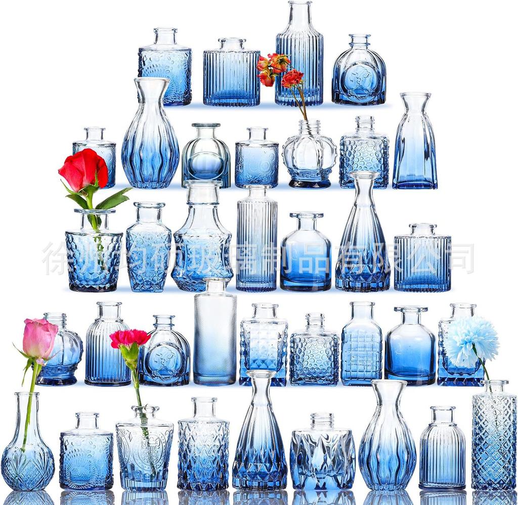 Clear Bud Vases Bulk Small Flower Vases for Wedding Decor Glass Vintage Bottle Set for Centerpieces Home Decor Bottles