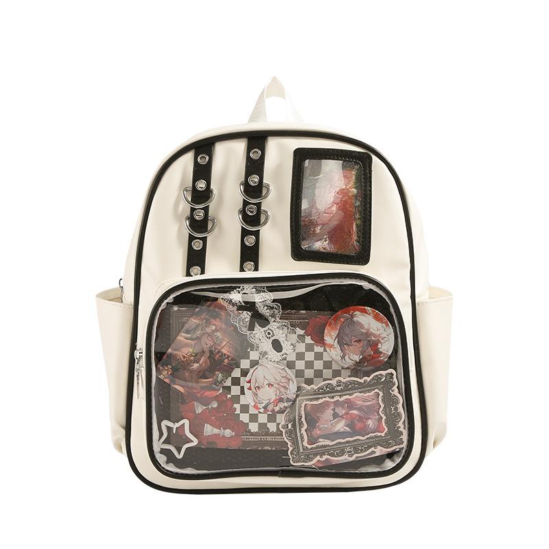 New transparent backpack high school large-capacity college student backpack pu shoulder pain bag bar pain bag women's shoulder