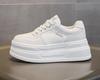 Women's Thick-Soled Height-Boosting White Leather Sneakers - Lightweight, Versatile, and Comfortable Platform Casual Shoes.