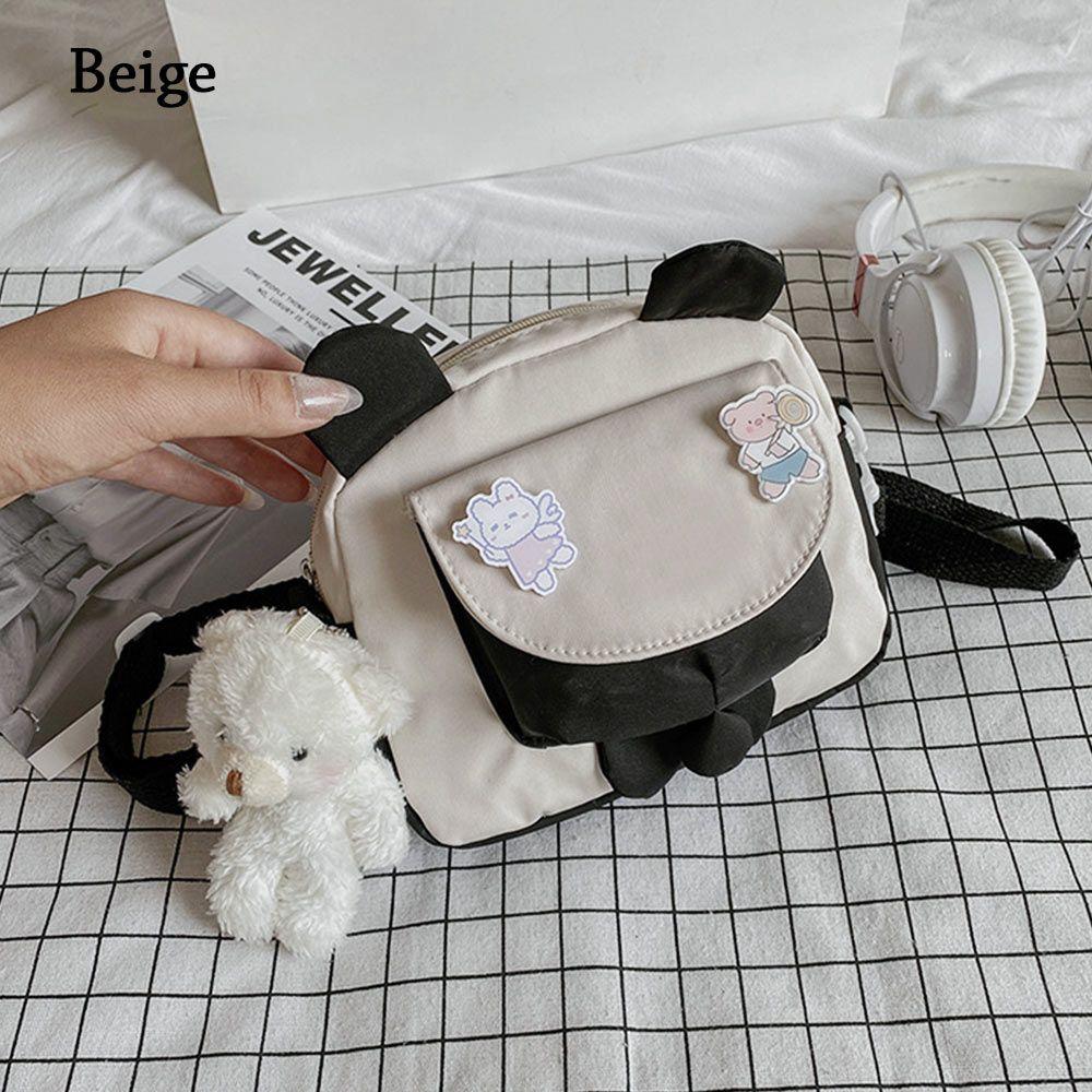 Fashion Women Canvas Shoulder Bag Cute Cartoon Casual Messenger Bag Korean Mini Student Bag Simple Casual Lady Crossbody Bags