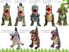 Dinosaur Backpack featuring a Saurus, Tyrannosaurus, Triceratops, and Unicorn plush toys. Unique and fun character backpack for travel, walks,