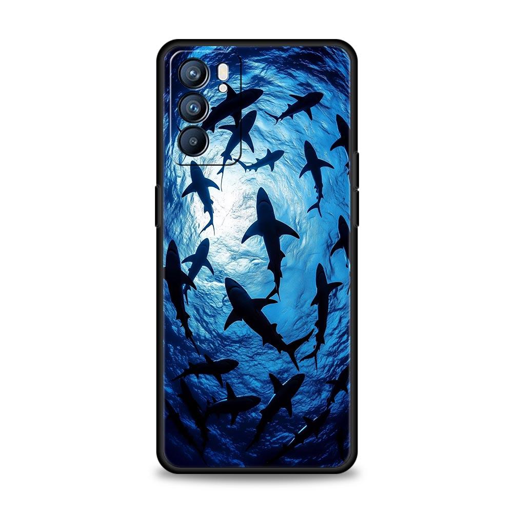 Shark Phone Case For Oppo A54 A53 A52 A15 A95 A16 A78 A79 A80 A98 4G Find X5 X6 Reno10 12 13 F Pro 5G Cover