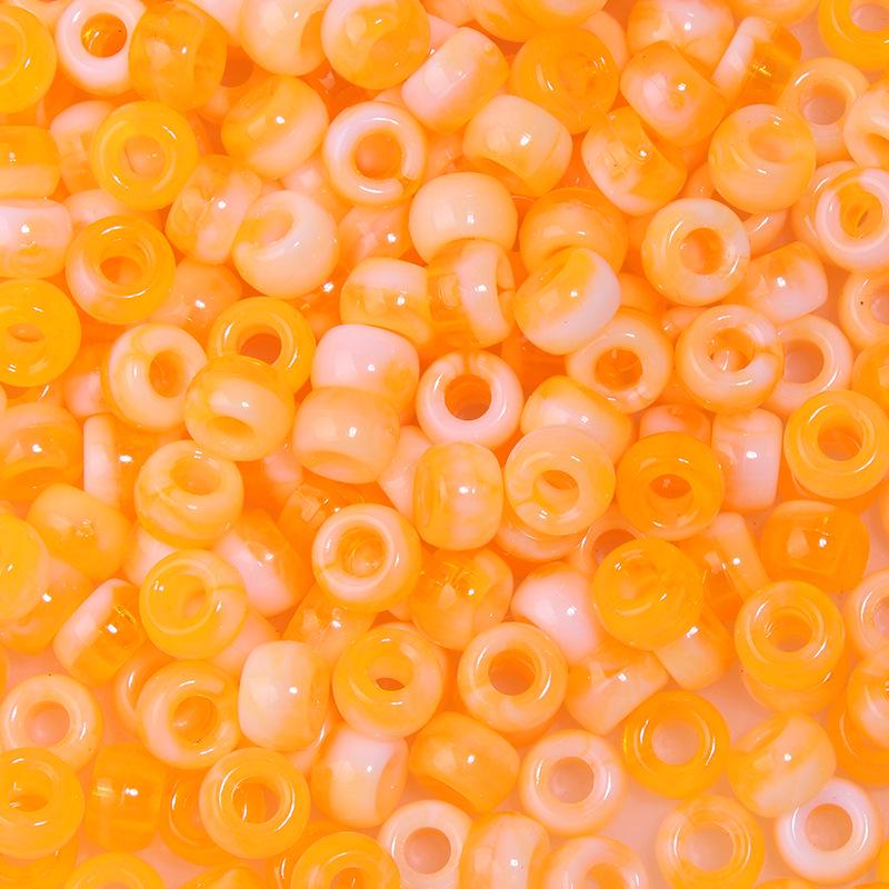 "100 Pcs Large Hole Transparent Frosted Barrel Beads - Colored Onion Powder Plastic Pony Beads for Dreadlocks and Wigs"