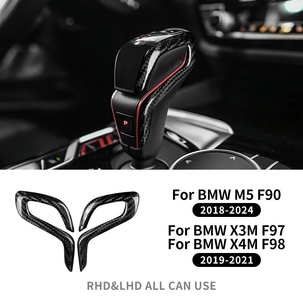 AAACF1 Real Dry Carbon Fiber for BMW F90 M5 F97 X3M F98 X4M 2019-2023 Automatic Shift Gear Knob Trim Cover Car Retrofitting Accessories