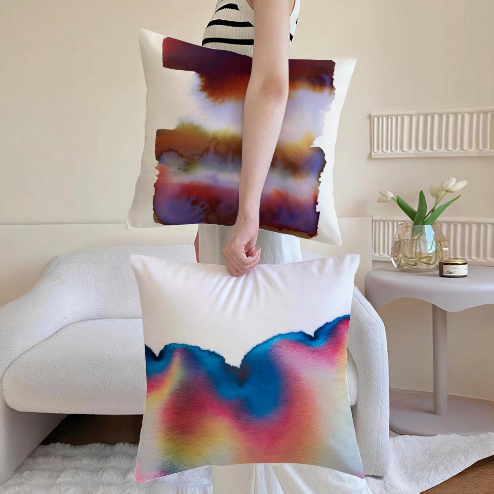G-Gradient Ink Wash Cushion Cover Washable Linen Pillowcase Soft For Sofa Bed Cozy Home Room Decor