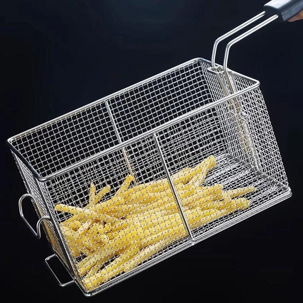 Nonstick Deep Fryer Stainless Steel Camp Food Container Portable Fryer Basket  Gathering