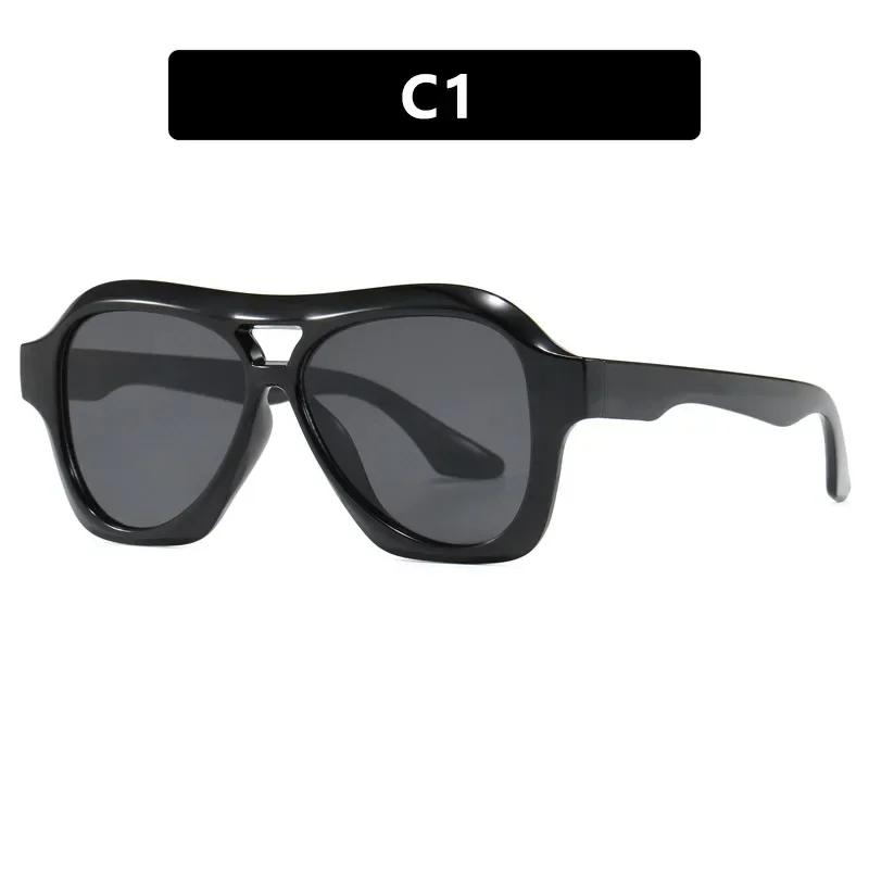 Fashion Oversized Double Bridges Pilot Sunglasses Women Retro Jelly Color Shades UV400 Men Trending Punk Sun Glasses