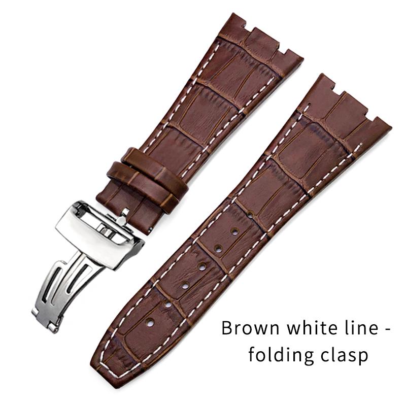 26mm 27mm Calfskin Leather Watch Strap for Audemars Piguet Royal Oak Offshore Ap15400/15500/26331 Watchband Folding Buckle