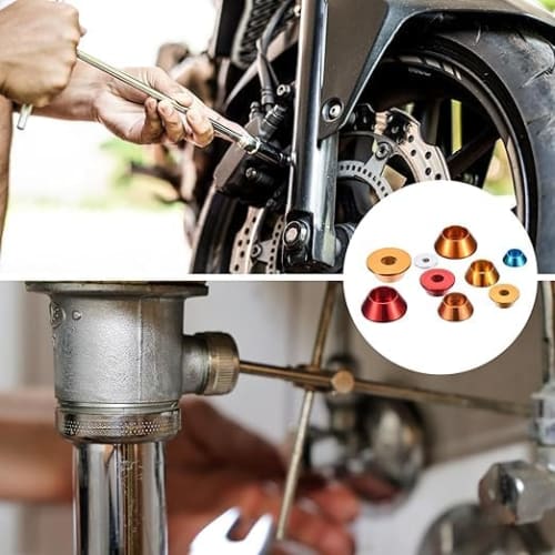 Stoooduo Aluminum Alloy Washers, M6, Pack of 10, Aluminum Cup Head Gaskets, Decorative Column Head Tapered Gaskets (Black)