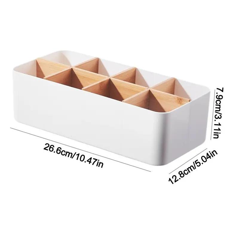 Desktop Storage Box Compartment Bamboo Toothbrush Razor Makeup Brush Holder Bedroom Desk Organizer Storage Basket Holder