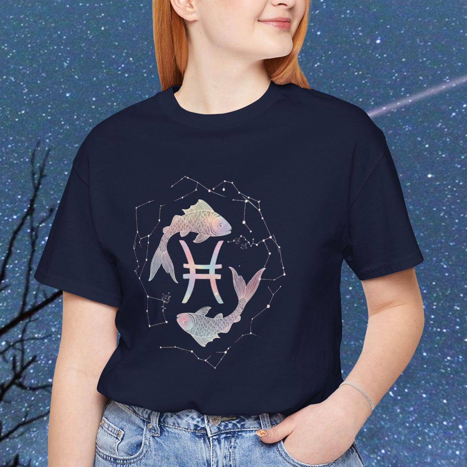 Pisces Zodiac Sign T shirt, Fish Constellation Tee, Cosmic Horoscope Shirt, Astrology Lover Shirt Gift M