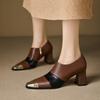 Mode 2026 Frühling Neue Damen Schuhe Echtes Leder Basic Pumps Dicke Hohe Absätze Slipper Büro Pumps Frühling Komfort Freizeitschuhe Frau