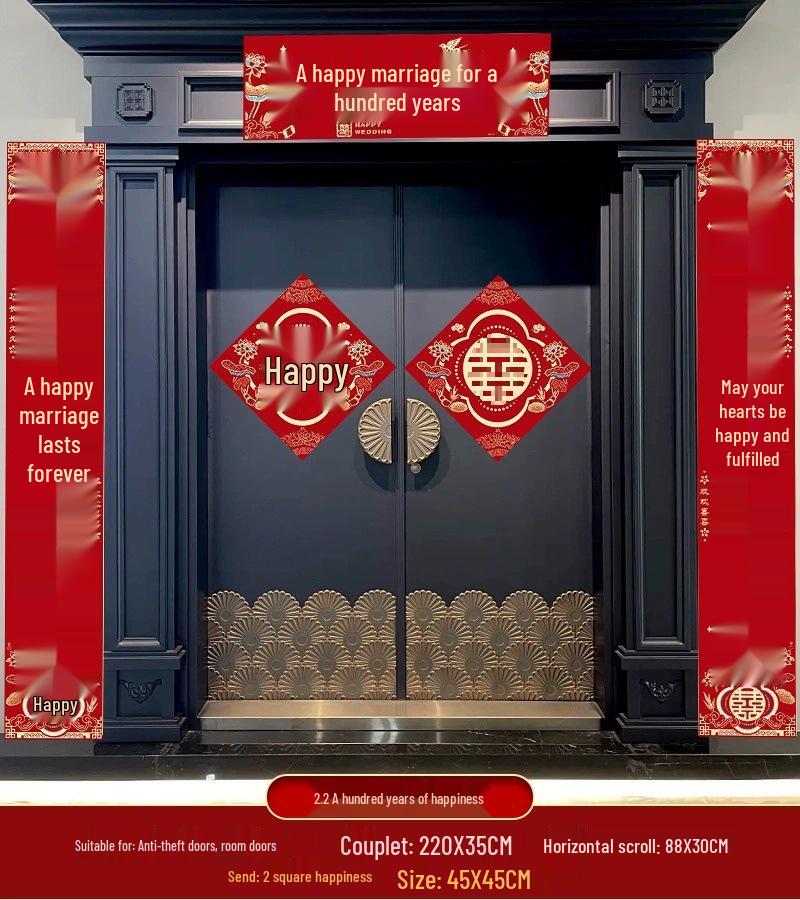 Brudgums lantliga bröllop Glada kupletter & Brudens ankomst Dörr Dubbel lycka Dekorationer