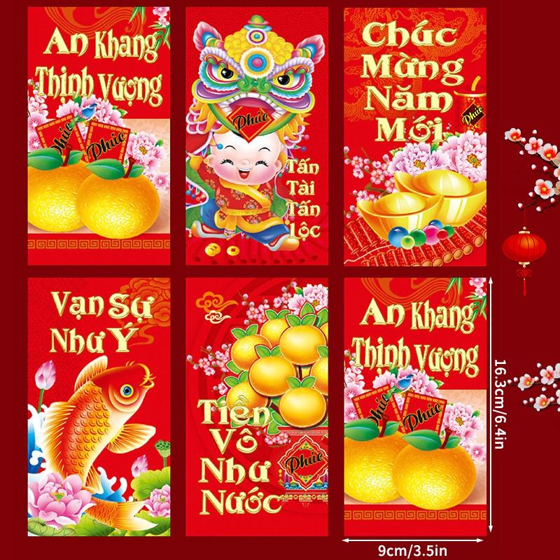 

Horse Vietnam Red Envelope 6Pcs/Pack Latest Year Red Pocket Kids Lucky Money Bag Spring Festival Blessing Present Laisee Hongbao