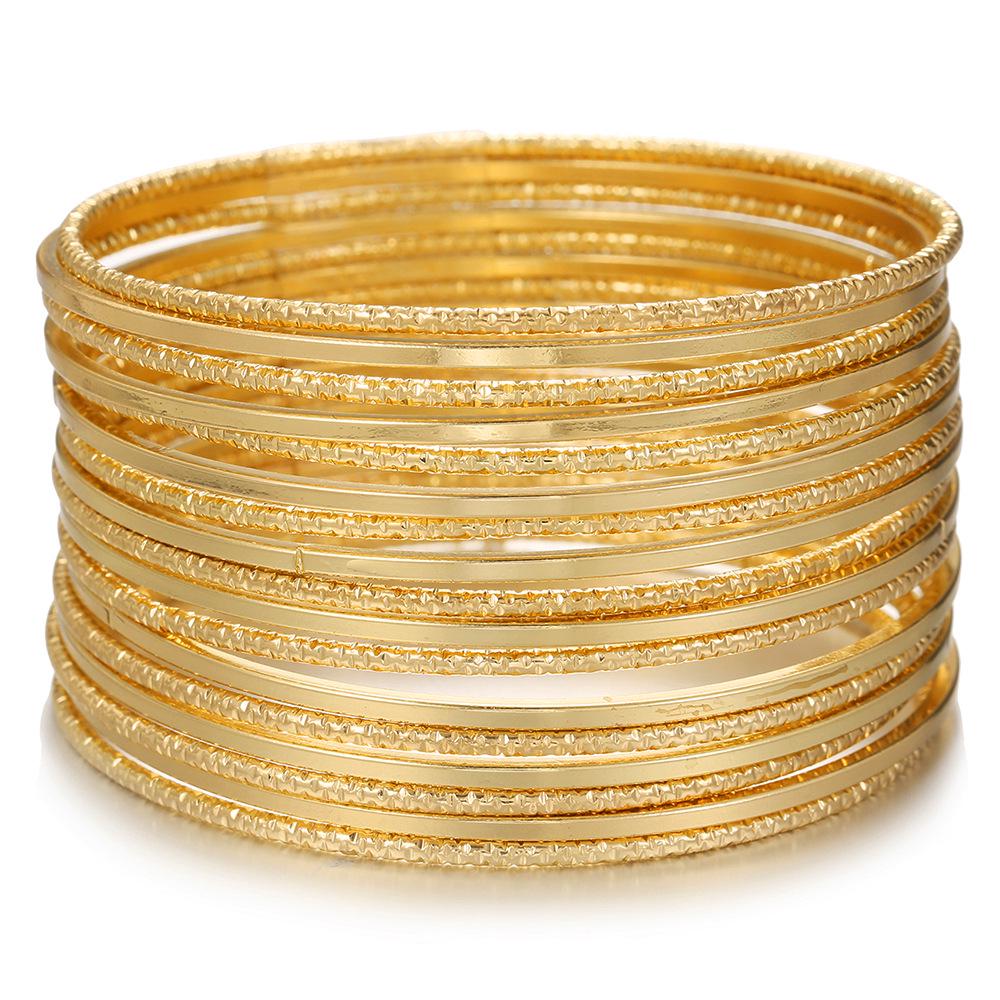 Bohemian-Style 12-Piece Multi-Layer Alloy Bracelet Set for Women