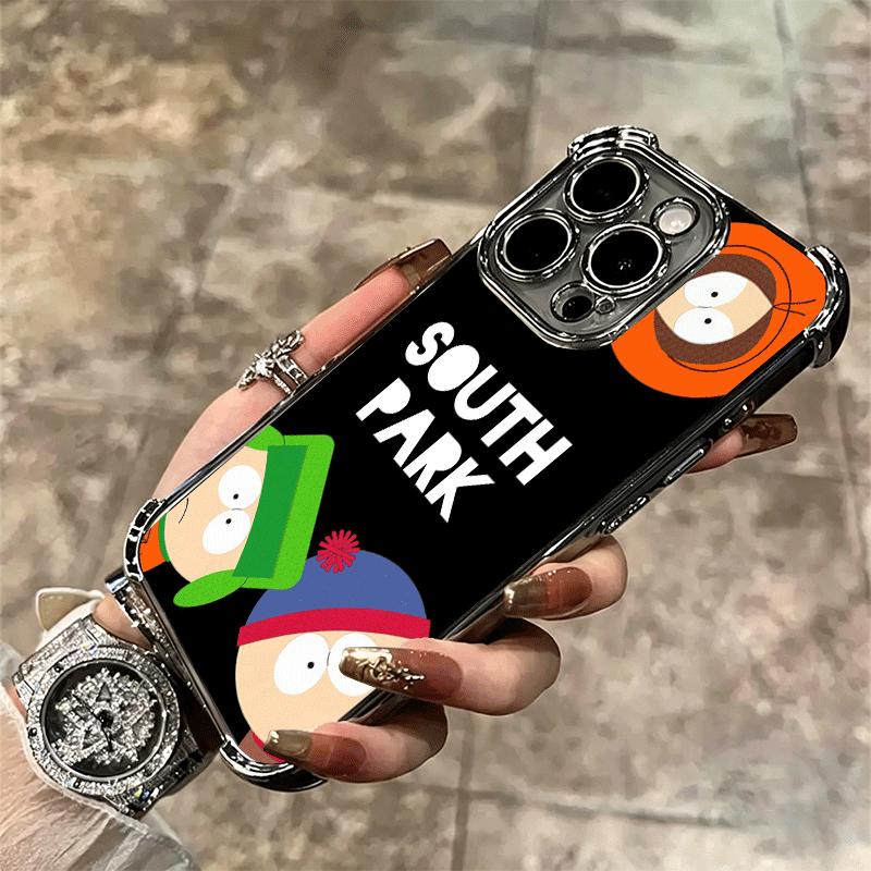 Cartoon S-South P-Parkes Soft Phone Case For iPhone 15 16 17 Air 14 Pro Max 16E Plus 13 12 Mini Plating Anti-Fall Fundas