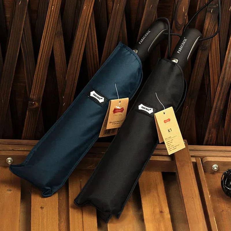 Автоматический мужской зонт от дождя большого размера 122 см ветрозащитный большой зонт — фото 4