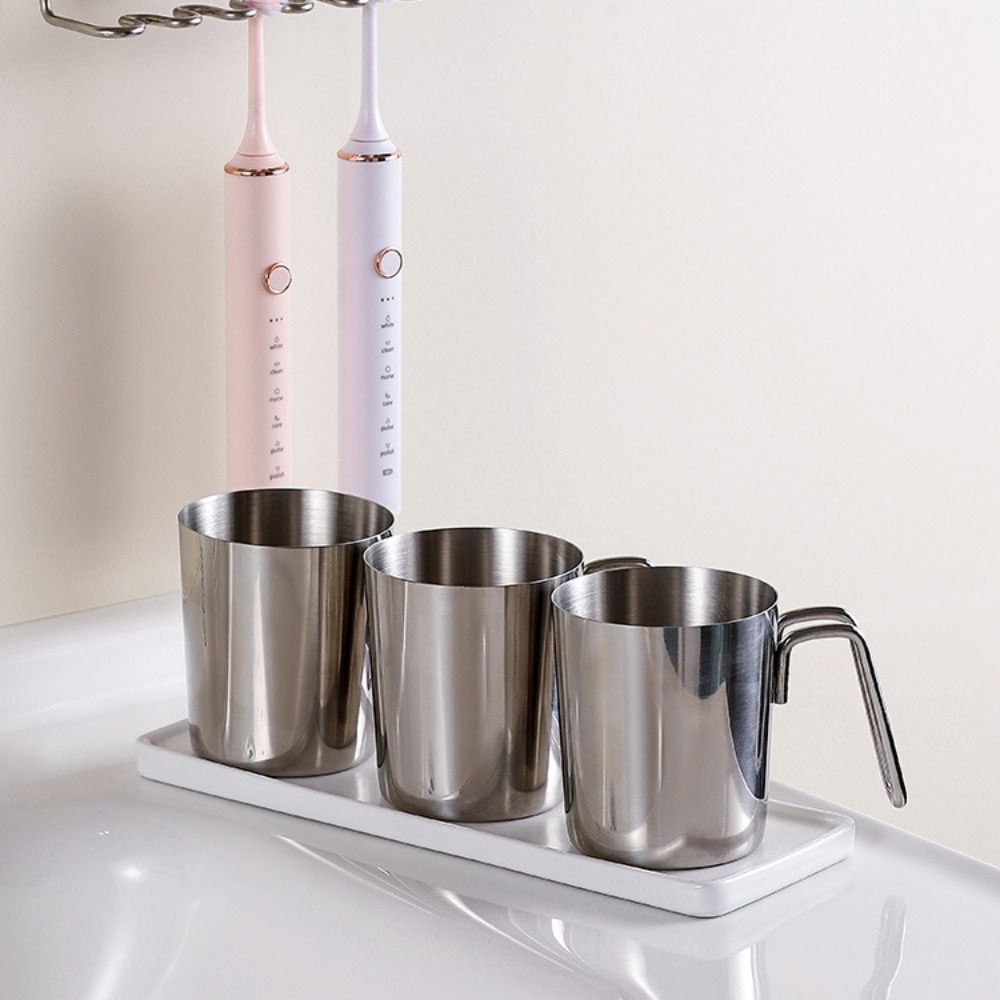 Stainless Steel Toothbrush Storage Cup Minimalist Tooth Brushing Cup Durable Rinse Cup Couple