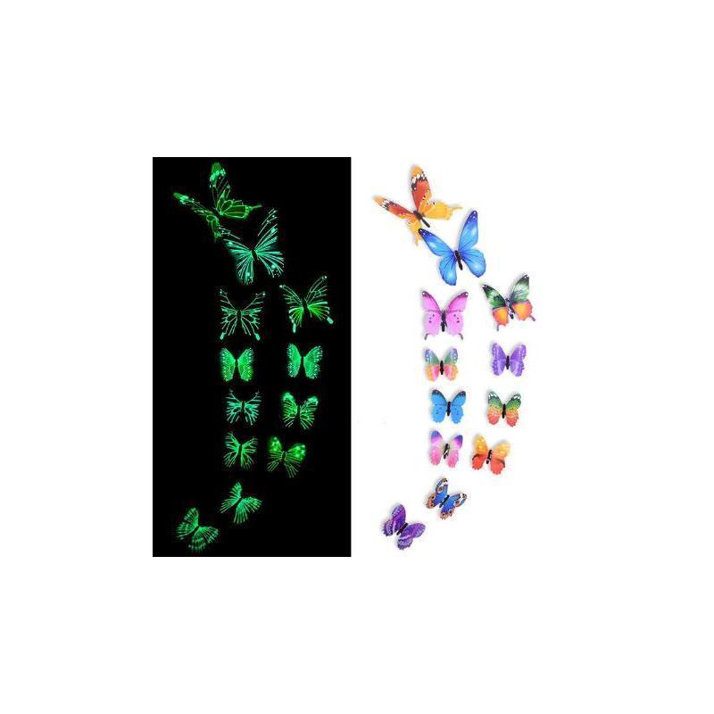 12Pcs/Set Luminous Butterfly Wall Stickers Living Room Butterflies For Wedding Party Decoration Home 3D Fridge Decals Wallpaper