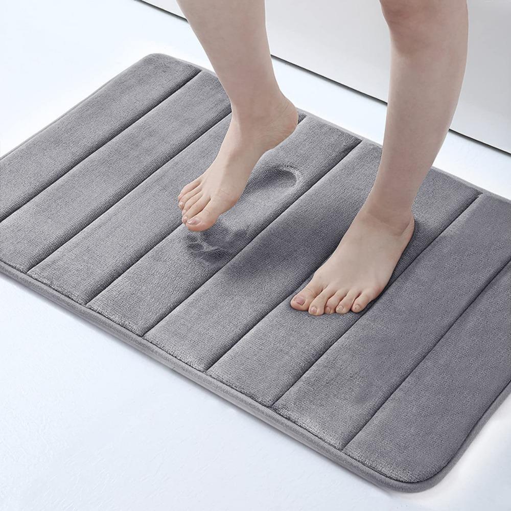Strip Sponge Flannel  Bathroom Cashmere Thickening Mat Bath Non-slip Carpets In Wash Basin Bathtub  Floor Rug Shower Room Doormat Memory Foam 3D Pad