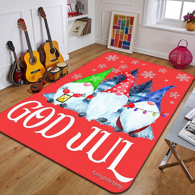 C-Christmas Dwarf Print Carpet Door Mat Living Room Bedroom Non-slip Carpet Home Decoration Floor Mat New Year Gift