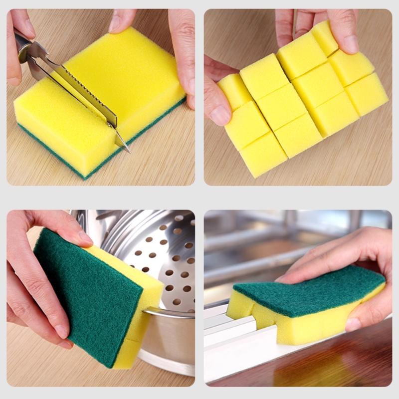 10Pcs Dishwashing Sponge Kitchen Nano Emery Magic Clean Rub Pot Rust Focal Stains Sponge Removing Kit Cleaning Brush Sponges