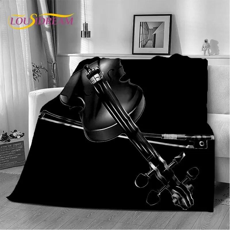 Classical Violin Instrument Music Soft Plush Blanket,Flannel Blanket Throw Blanket for Living Room Bedroom Bed Sofa Picnic Cover