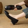 New Style Leather Shoes with Square Toe, Thick Heel, Shallow Toe Box and Low Heel - Vintage Women's Shoes