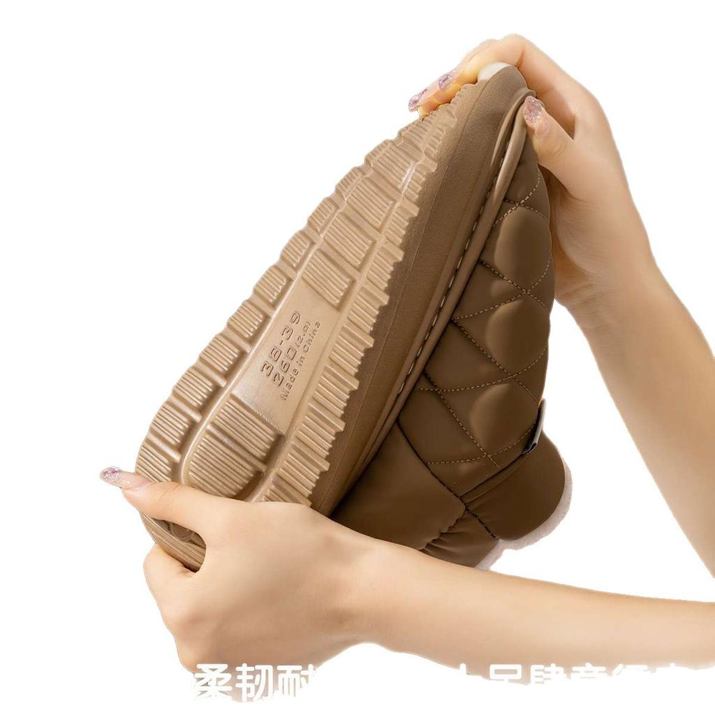 Waterproof snow boots, new winter outer wear, non-slip and velvet to increase height and keep warm, fashionable thick-soled bag and cotton slippers.