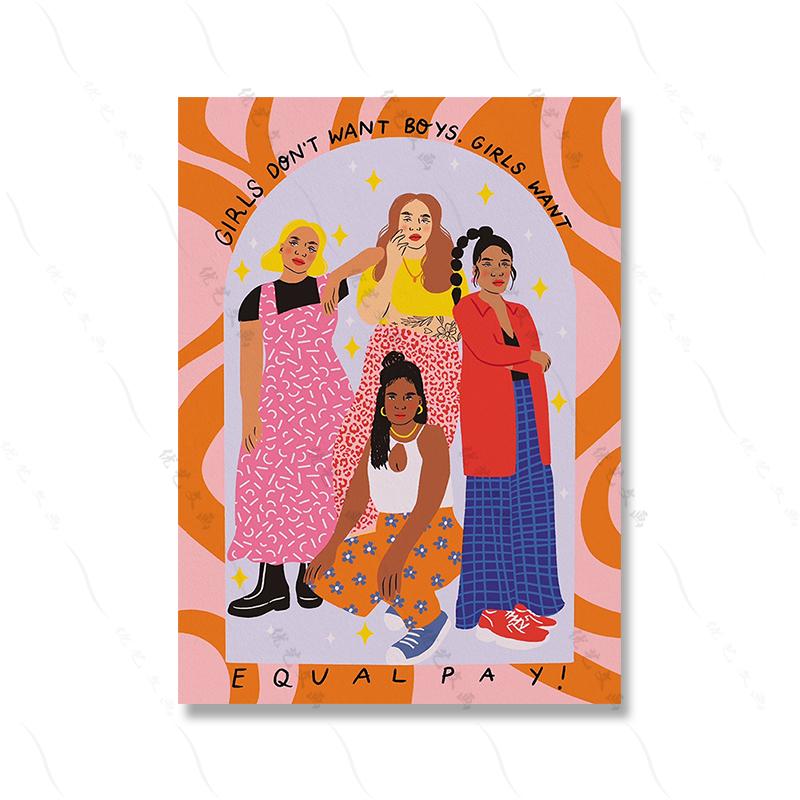 Cartoon Abstrakte Vase Rosa Niedlich Mädchen Tanz Poster Regenbogen Liebe Feministische Kunst Leinwand Druck Frau Tag Geschenk Malerei Zimmer Home Decor