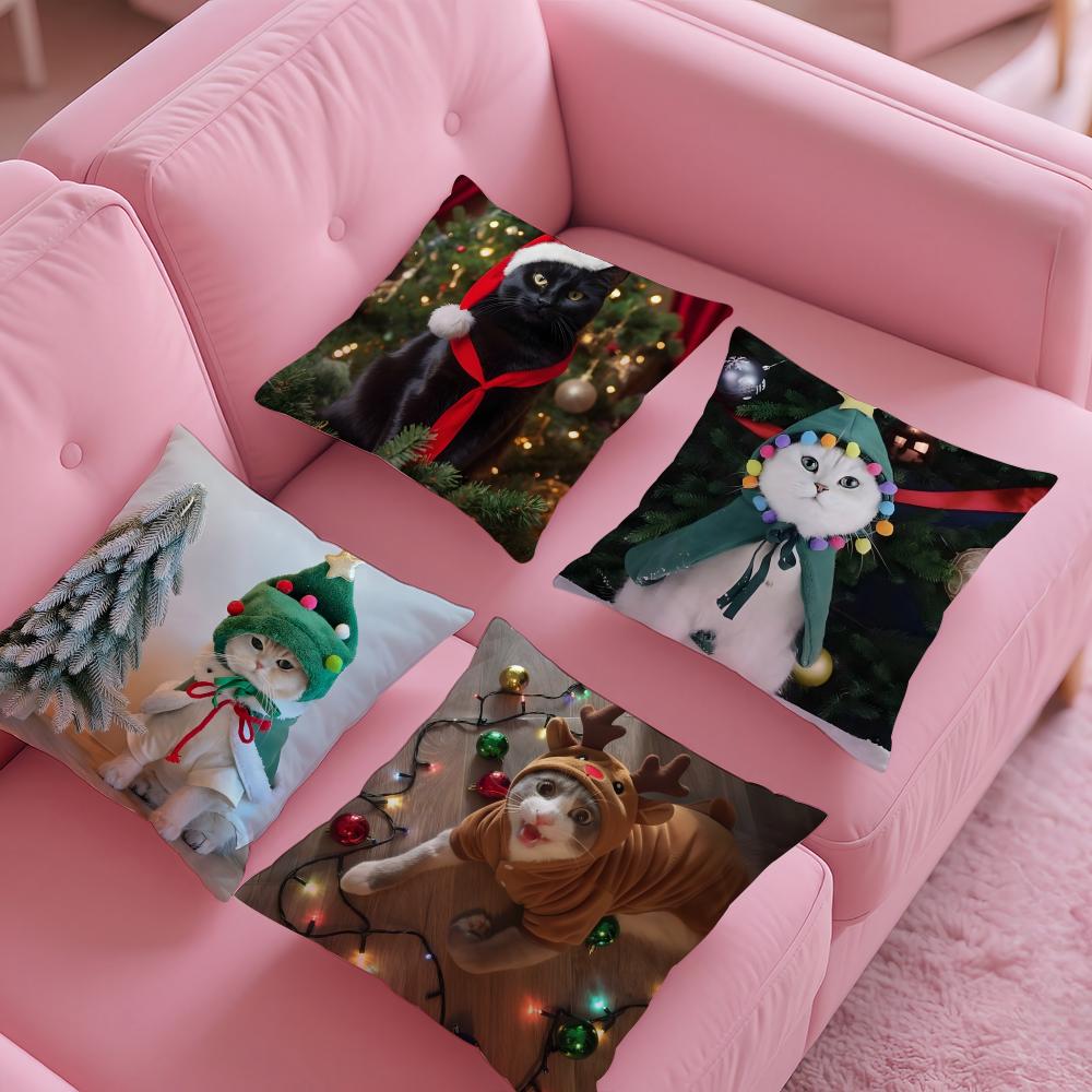 Fantasy And Quirky Animal Christmas Second Pillow Case Silky Short Plush With Invisible Zipper Dustproof Sofa Cushion Cover