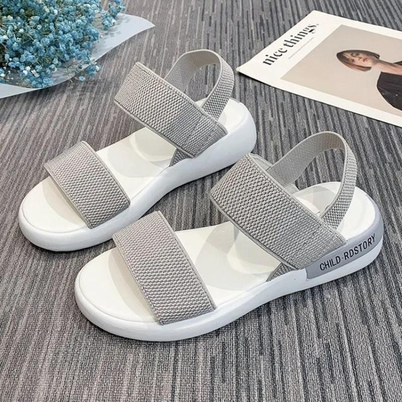 

Fashion Sports Sandals for Women with Elastic Elasticity 2024 Summer New Style Student Flat Bottom Outerwear Fairy Beach Women s Shoes 35