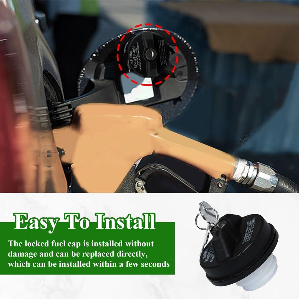 Locking Gas Cap Fuel Tank With Key, Gas Cap Lock Locking Fuel Cap Cover Replacement For Toyota 4Runner, Chevy Silverado 1500 2500 3500, Nissan GMC