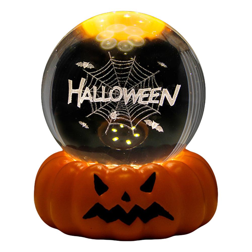 6cm 3D Kristallkugel Kristallkürbis Nachtlicht Lasergravierter Schädel Geist Spukhaus Geburtstagsgeschenk Heim Desktop Dekoration