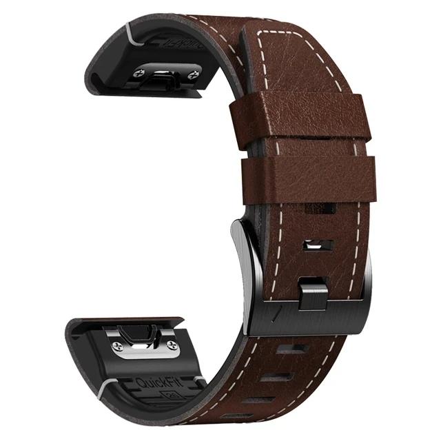 Bracelet de Montre Classique 22 26MM Cuir+Silicone Pour Montre Connectée Garmin Fenix 7X 7 6X 6 Pro 5X 5 Epix Gen 2 Bracelets Easyfit
