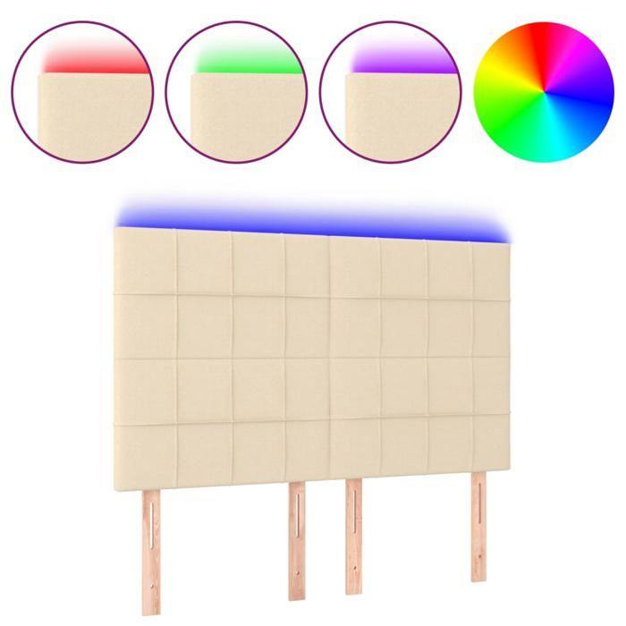 VidaXL Tête de Lit à LED Meuble de Chambre à Coucher Accessoire de Lit Double Tête de Cadre de Lit Intérieur Crème 3122427