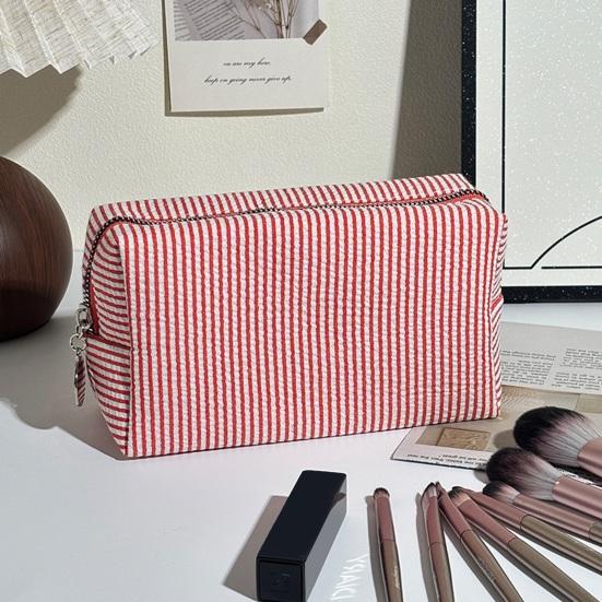 Striped Cosmetic Bag Travel Makeup Pouch Portable Makeup Bag Zippered Toiletry Bag for Women Makeup Brushes